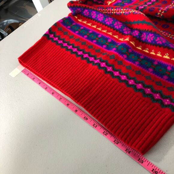 J. Crew Holly Fair Isle Wool Sweater Womens XS Red Crewneck - Picture 12 of 13